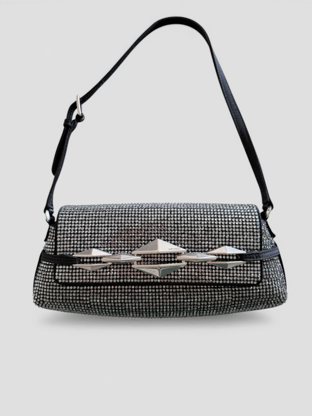 Jimmy Choo Small Satin Embellished Diamond Shoulder Bag